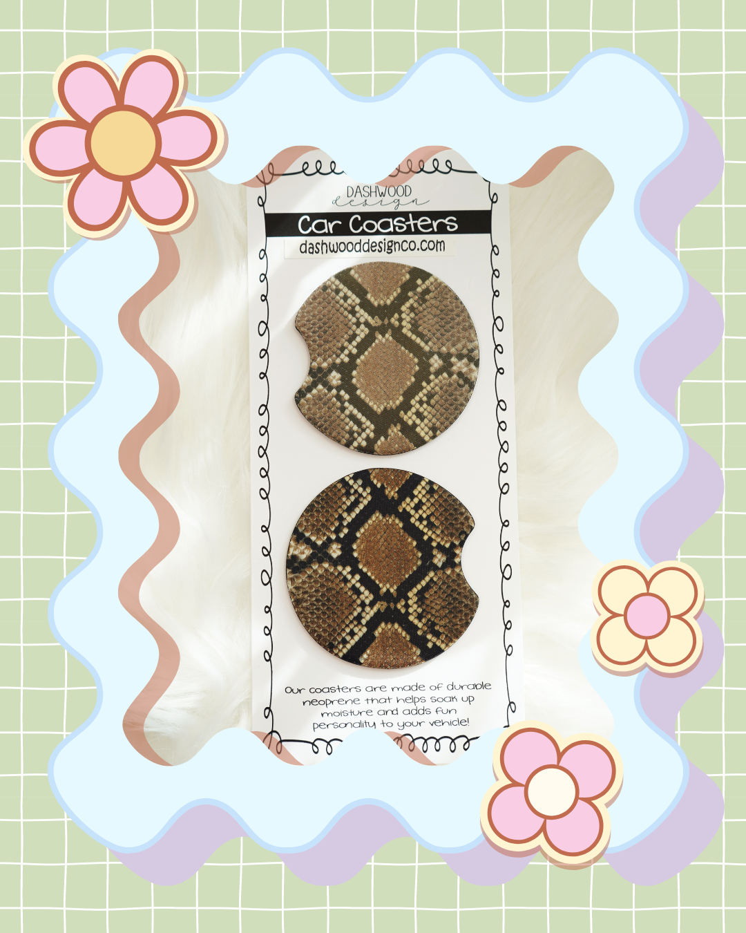 Snake Skin Pattern Car Coasters