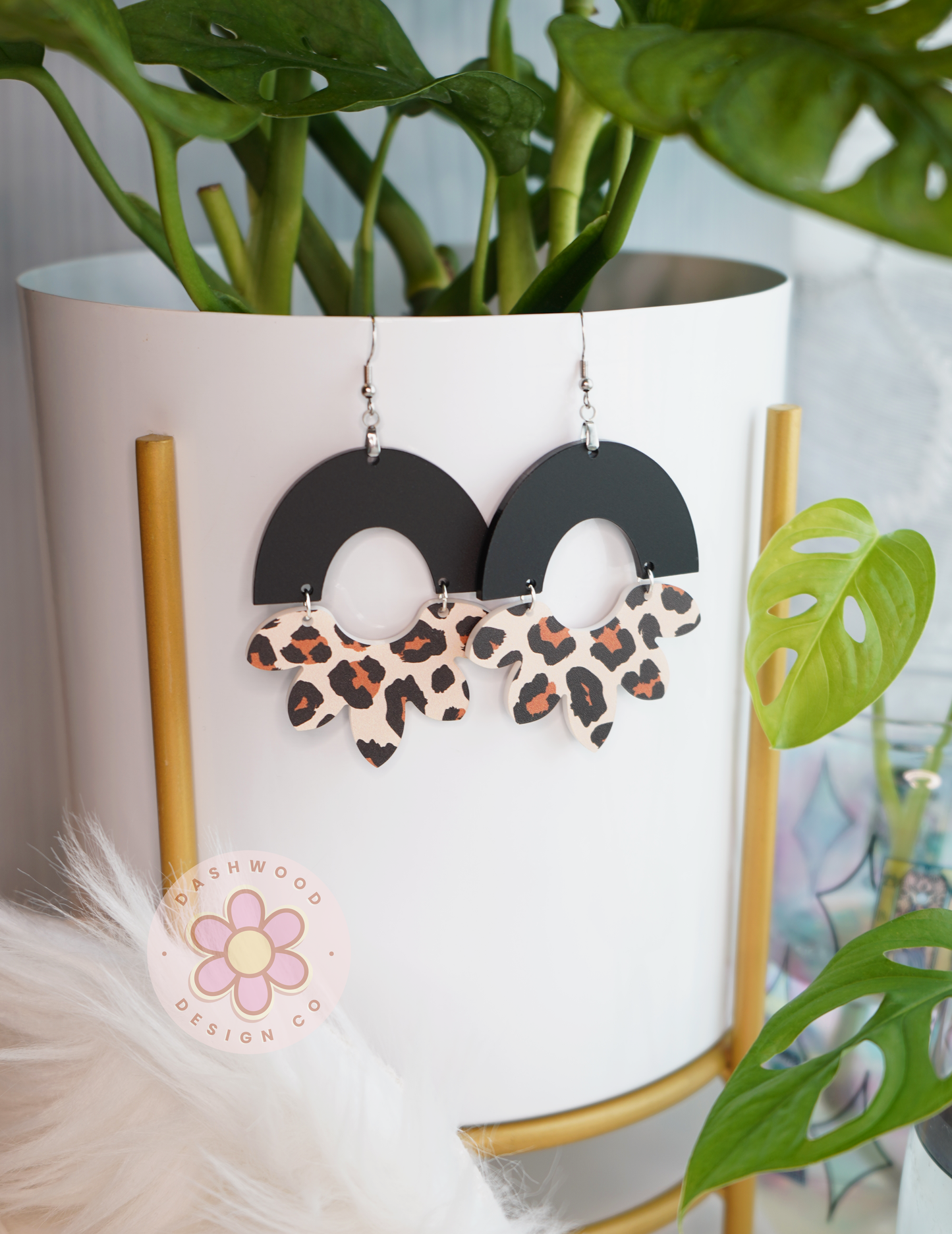 Black Leopard Dangle Earrings
