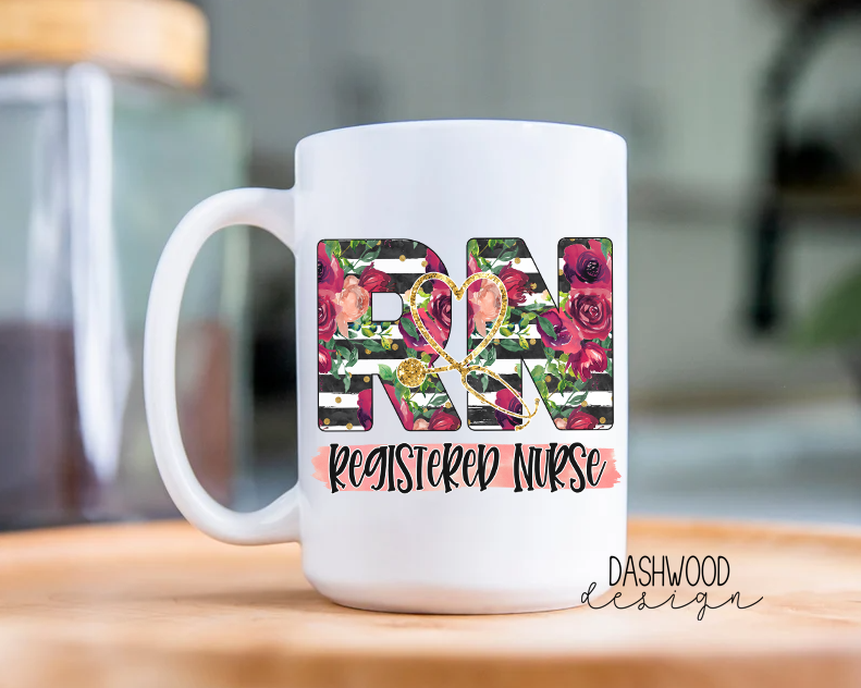 Registered Nurse Red floral Coffee Mug