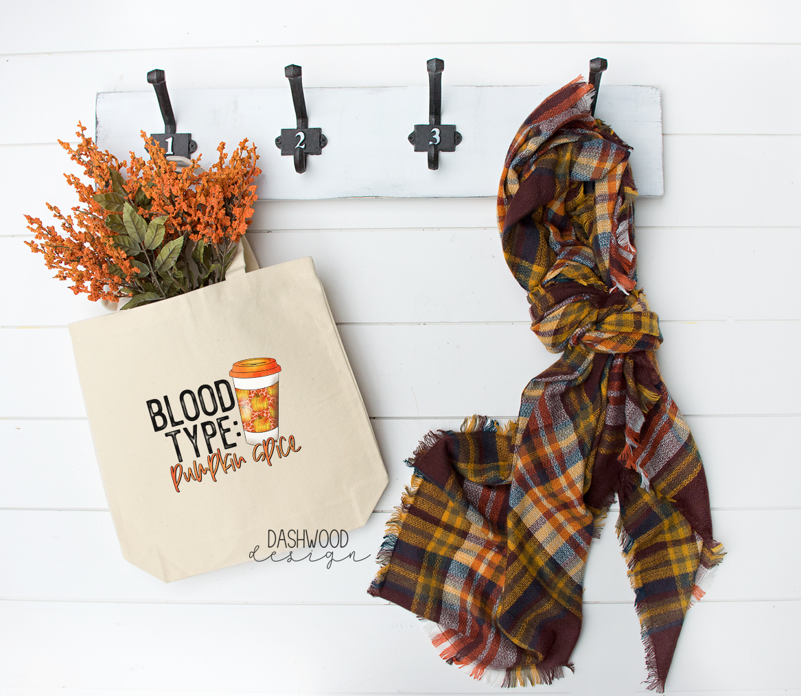 Blood Type Pumpkin Spice Sublimated Tote