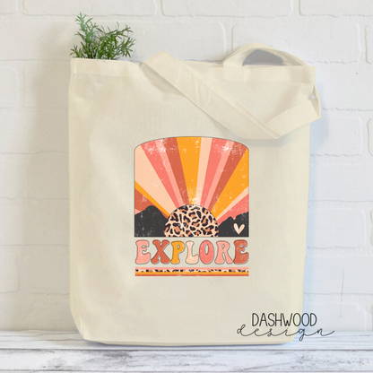 Explore Retro Leopard Sun Sublimated Tote