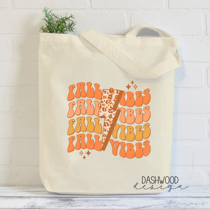 Fall Vibes Retro Stack Sublimated Tote