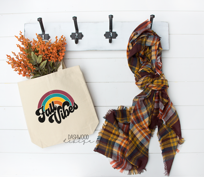 Fall Vibes Retro Rainbow Sublimated Tote