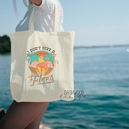 I Don't Give A Flock Retro Flamingos Sublimated Tote